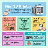 Mini 3D Printer for Kids & Beginners, Perfect STEM Gift Wi-Fi App Control, Smart Auto Leveling, Precise & High Speed Printing