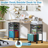 Sbanmao 4 Drawers Rolling File Cart, Under Desk Mobile Filing Cabinet with Wheels, File Cabinets, Black