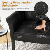 GIANTEX Set of 2 Office Guest Chair, Upholstered Faux Leather Chair with Arms, Rubber Wood Legs, Reception Chair, Executive Accent Armchair, Side Chair for Waiting Room, Meeting Room, Living Room