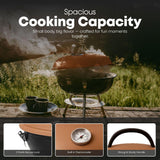 GasOne – 14-inch Portable Barbecue Grill with Thermometer - 3-Point Locking Lid for Heat Preservation – Dual Venting System – Small Charcoal Grill for Backyard, Camping, Boat