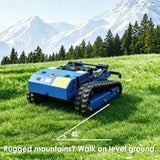 AIWEIYA-Remote Control Lawn Mower,Oil-Electric Hybrid Crawler Track Mower,3-15CM Cutting Height Professional Landscape and Estate Mower for 100% Slope(45°) Large Turf Grass Cutting