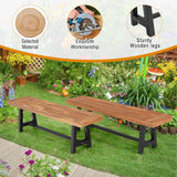 MFSTUDIO Outdoor Garden Bench 63", Acacia Wood Dining Bench, Teak, 2 Pack