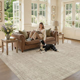 Nakagishi Neutral 12x15 Area Rugs for Living Room Washable, Brown