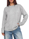 Sampeel Womens Long Sleeve Tops Oversized T Shirts Y2K Fall Clothes Grey S