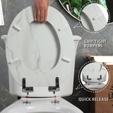 Angel Shield Marble Toilet Seat Durable Molded Wood with Quiet Close,Easy Clean，Quick-Release Hinges (Elongated,White Marble)