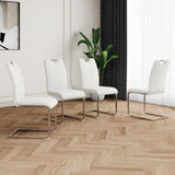 SSLine Faux Mars Stone Round Dining Table Set for 4 w/White Leather Chair