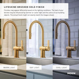 Moen Weymouth Brushed Gold Smart Faucet Touchless Pull-Down Sprayer Kitchen Faucet with Voice and Motion Control, S73004EV2BG
