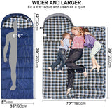 REDCAMP Cotton Flannel Sleeping Bag for Adults, XL 32F Comfortable, Envelope with Compression Sack Blue 2lbs(95"x35")