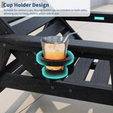 Garvee Lounge Chair Outdoor Set of 2 with Wheels & 5-Position Adjustable Backrest, Oversized Chaise Lounge with 2 Move Handle, HDPE Lounge Chair w/Detachable Cup Holder, for Patio, Pool,Black