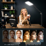 NiceVeedi 14" Soft Streaming Light, Dimmable Desk Ring Light with Clamp, 2700K-6500K/CRI97+/Flexible Arm/Modular Design/Remote, Key Light for Podcast/Home Office/YouTube/TikTok/Makeup/Video Calls