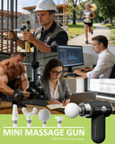 Vanzhou Mini Massage Gun Deep Tissue, Portable Handheld Massage Gun for Muscle Recovery, Quiet Percussion Massager with 9 Heads, USB-C Rechargeable Massage Gun for Travel, Gym & Office, Matte Black