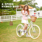 Glerc 26 Inch 6-Speed Girls Bike for Over 12 Years Old Kids