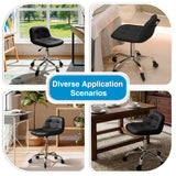 Rolling Stool Chair with Wheels, Height Adjustable Stool with Back Support, Office Drafting Chair with PU Leather Cushion