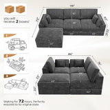 ReeQuo 120" Oversized Modular Sectional Sofa, Boneless Couch for Living Room, Modern Comfy L Shaped Cloud Couch Sectional with Movable Ottoman, Removable Covers 28" Extra Deep Seat, Dark Grey