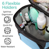 TERRA HOME College Dorm Room Essentials for Girls - Shower Caddy Dorm - Original, Portable, Durable, Roomy, Foldable Water Resistant Shower Bag in Light Pink with Metal Hook for Hanging (Light Blue)