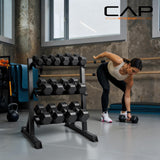CAP 280 LB, 550 LB, 1200 LB Dumbbell Set with Horizontal 2-3 Tier Rack