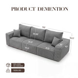 115" Modular Sectional Sofa, 3-Seater Boneless Cloud Couch, Gray