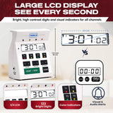 FMP Digital 4 Channel Commercial Kitchen Timer - Battery Operated Digital Countdown Timer for Kitchen, Cooking, Restaurant, Classroom – Water Resistant - 7-Inch, White - 151-7500 by FryOilSaver Co