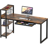 SHW 46-Inch Home Office Computer Desk w/Side Shelf & Drawer, Rustic Brown