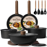 CAROTE 19pcs Pots and Pans Non Stick, Cookware Sets Detachable Handle, Induction Kitchen Pots and Pans,NonStick Cooking Set, Oven/Dishwasher/Fridge Safe, Space Saving