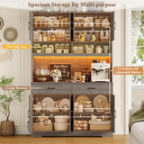 HOSTACK 75" Tall Kitchen Pantry Storage Cabinet, 45" W Hutch Cabinet, Grey
