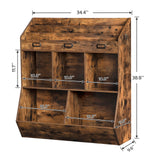 Kids Bookshelf, Toy Storage Organizer, Bookshelf for Kids, 5 Compartments and 3-Layer Shelves, Bookcase Footboard