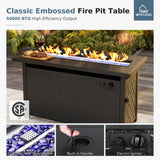 MFSTUDIO 6 Piece Metal Patio Furniture Set with Fire Pit Table, Beige