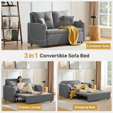 Busaurus Convertible Sleeper Sofa Bed, 56" Full Size Loveseat Sleeper Sofa, Comfy Pull Out Couch Bed with 4 Pillows, Pocket, USB, Small Couches for Small Spaces, Living Room, Bedroom, Apartment, Grey