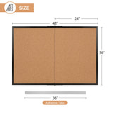 Board2by Cork Board Bulletin Board 36 x 48, Black Wood Framed 4x3 Corkboard, Foldable Office Board for Wall Decor, Large Wall Mounted Notice Pin Board with 36 Push Pins for School, Home & Office