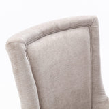 MOOLSUN Fabric Dining Chairs Set of 4, High Back Side Chairs, Modern Padded High-End Tufted Upholstered Chairs with Button-Tufted Back & Rear Pull Tabs, Solid Wood Legs C-Beige-(Wood Legs)