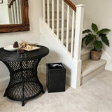 Black Marble Trash Can for Bathroom, Minimalist Theme Chic Wastebasket,Luxurious Design Rubbish Bin, Elegant Black Marble Waste Basket for Bathroom, Bedroom, Living Room