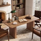 LEYAOYAO Extendable Dining Table for 4-6,63"–79" with Fluted Base(Brown)