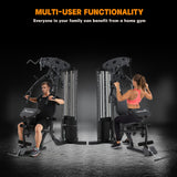 RUNFREELY All-in-one Weight Machine for Home Gym,Multifunction Workout Station Equipment with 150LBS Weights Stack, Gym Equipment for Men and Women RUNFREELY