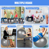 Leyndo 4 Pcs 26 Inch Yoga Exercise Ball Pilates Pregnancy Birthing Fitness Ball with Quick Pump Anti Burst for Improved Posture, Balance, Yoga, Pilates, Training (Gray)