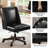 Upholstered Armless Office Chair Faux Leather Swivel Home Desk Office Chair