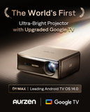 Aurzen EAZZE D1 MAX Upgraded Google TV Smart Projector 4K Supported, Ultra-Bright 1000 ANSI Lumens, MEMC Tech, Fully Automatics, 20W DoIby Audio, Home Theater Movie Projector with WiFi and Bluetooth
