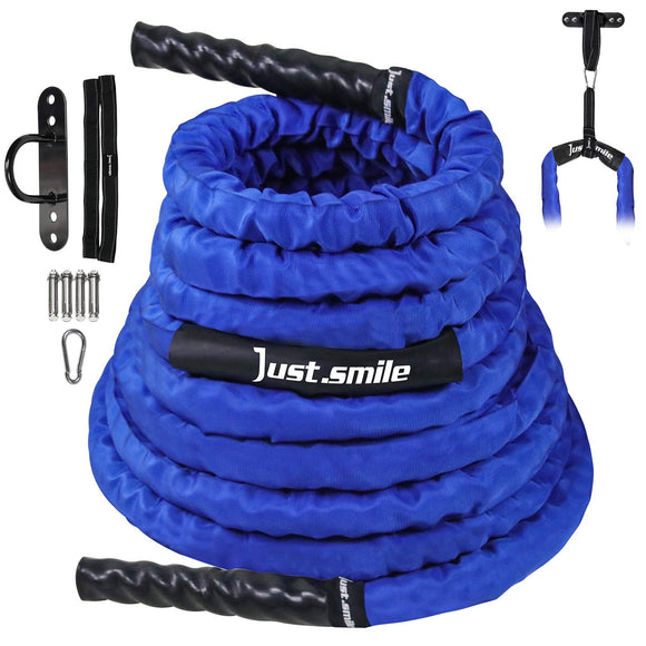 Just.smile Battle Ropes for Home Gym,Workout Rope, Power Rope with Cover, Steel Anchor & Strap Included, Heavy Ropes for Exercise Training - 1.5/2 Inch (1.5
