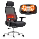 FLEXISPOT MasterEase Massage Office Chair, High Back Ergonomic Desk Chair with Adjustable Headrest, 3D Armrests, 2D Lumbar Heated Massage, 4-Position Recline, Foam Seat, Black