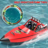 ARRIS Fast RC Jet Boat with Self-Righting, 2 Batteries High Speed Water Jet Pump, Weedless Safe Design for Pool Lakes Shallow Water, 2.4Ghz Waterproof Sport Jet Boat for Adults Gifts