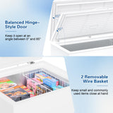 15.0 Cu.Ft Deep Freezer, Large Chest Freezer for Families with Removable Basket& 8 Adjustable Thermostat, Energy Saving Freezer Front Drain Free Standing Top Open Door for Home, Kitchen, White