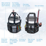 WTVIDAS Fishing Bucket Organizer with Top Cover, Ice Fishing Tackle Bag with Rod & Plier Holder, Multi-Pockets for 5 Gallon Bucket Fish Gear & Accessories