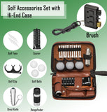 HIRQUITICKE Golf Gift Sets for Men & Women - Golf Accessories Set with Case, Golf Balls, Rangefinder + More (Brown)