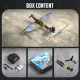 volantexrc RC Plane Spitfire Fighter 4CH Remote Control Airplane RTF with Aileron, Gyro, Aerobatics & 3 Modes to Fly, Hobby Radio Controlled Warbird Aircraft for Adults, Beginners(Green)