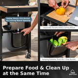 MFSTUDIO 5 Burner Gas Grill Griddle Combo with Porcelain-Enameled Cast Iron Grates,Cutting Board and Double Lids, Duel-Function Propane BBQ Grills