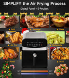 Stainless Steel Air Fryer Ceramic 12 in 1, Dual-Blazes in Steel Housing, 6QT 2-3 Servings Visible 8.27" Basket with Teflon-Free Premium Coating, 1700W, DAYBEST Dishwasher Safe Kits (Stainless Steel)