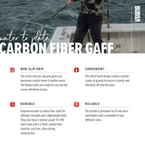 BUBBA 7 Foot Gaff with 3 Inch Stainless Steel Offset Hook, Non-Slip Grip Handles and Carbon Fiber Shaft for Fishing, Boating and Outdoors