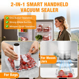 GURITHE Smart Vacuum Sealer for Food with LED Display, 65kPa Strong Suction Handheld Vacuum Sealer Machine for Reusable Bags & Mason Jars, Portable Food Sealer for Meal Prep, Camping & RV, Washable