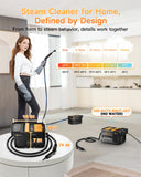 Gautye Steam Cleaner, 3 Level Adjustable Handle with 18 Accessories, Black