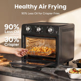 SMIRLY 6-in-1 Air Fryer Toaster Oven Combo, 27QT Convection Oven Countertop, 60 Min Timer, 1800W Oven for Toast, Roast, Bake, Reheat, Broil, Warm, Fits up to a 5 lb Turkey, 12" Pizza, 8 Toast, Black