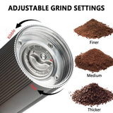 Electric Coffee Grinder Portable Conical Burr Coffee Grinder with 45 Adjustable Settings, Cordless Coffee Burr Grinder for Espresso, Home, Travel, Camping, Office (Silver)